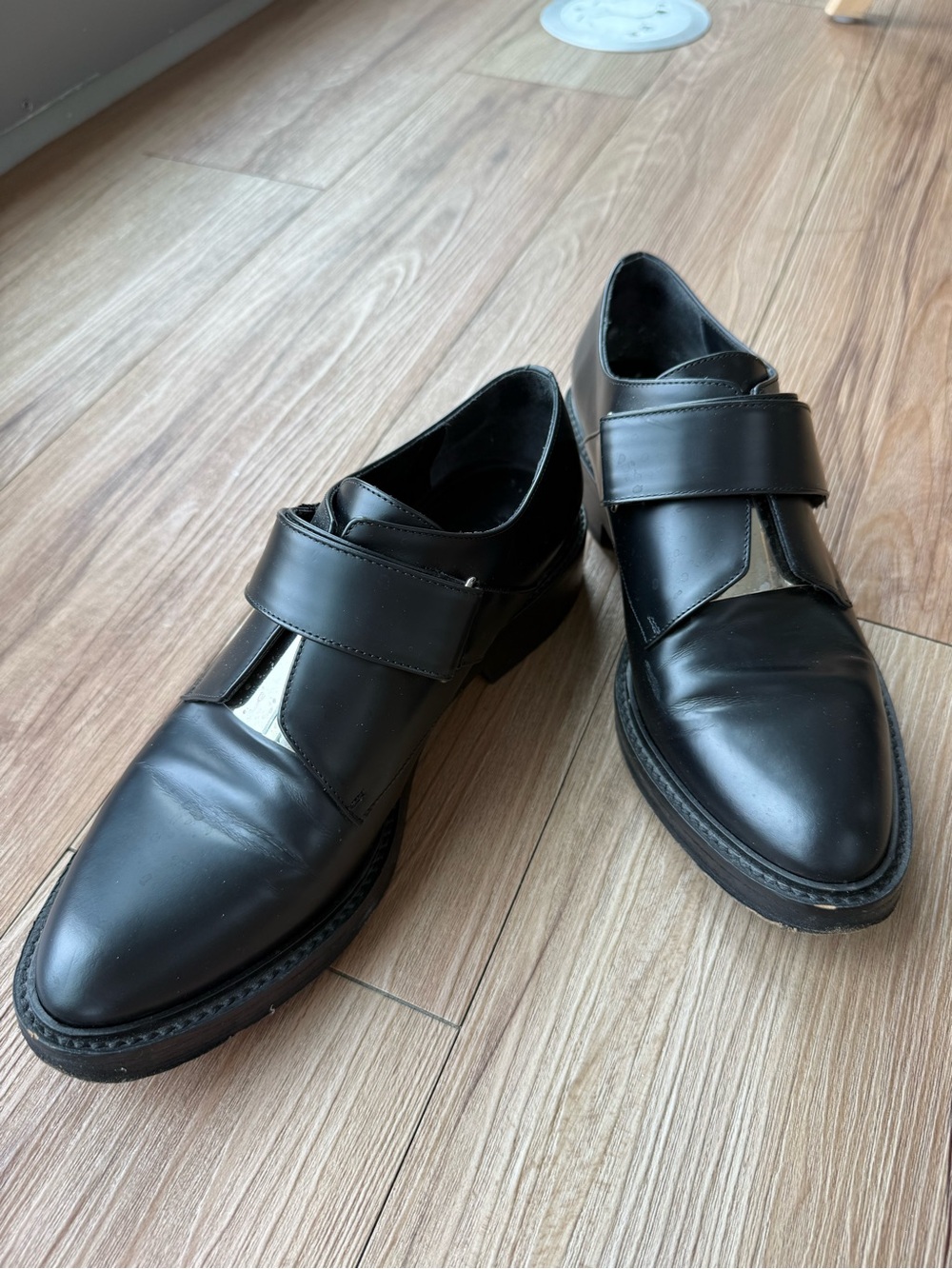 Vince Black Leather Strap Loafers
